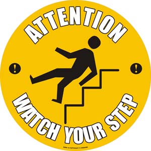 EWM14 Attention Watch Your Step Floor Sign