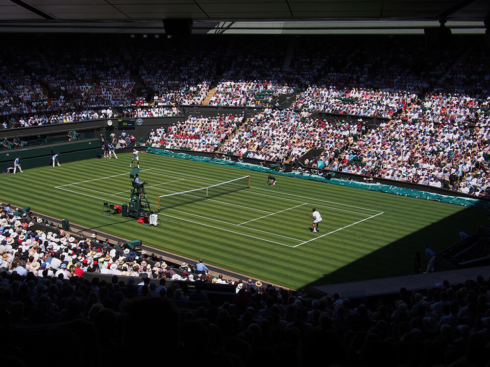 Slips at Wimbledon Tennis Courts; Why - Wimbledon Tennis Court during match