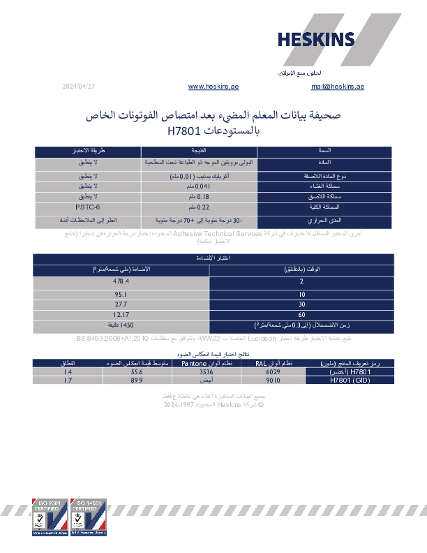 صحيفة بيانات المعلم المضيء بعد امتصاص الفوتونات الخاص بالمستودعات H7801.pdf