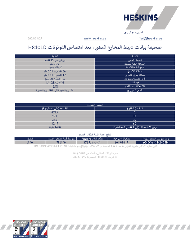 صحيفة بيانات شريط المخارج المضيء بعد امتصاص الفوتونات H8101D.pdf